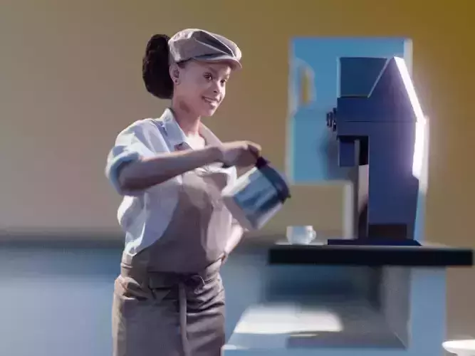 Monika 10132 - Standing Coffee Shop Woman