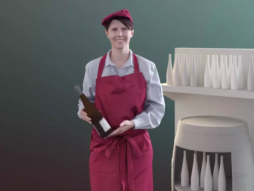 Lucia 10125 - Standing Winegrower Low-poly 3D model