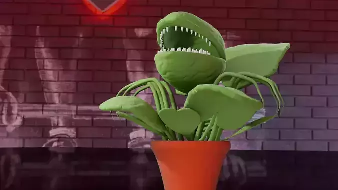 carnivorous plant with teeth - rigged