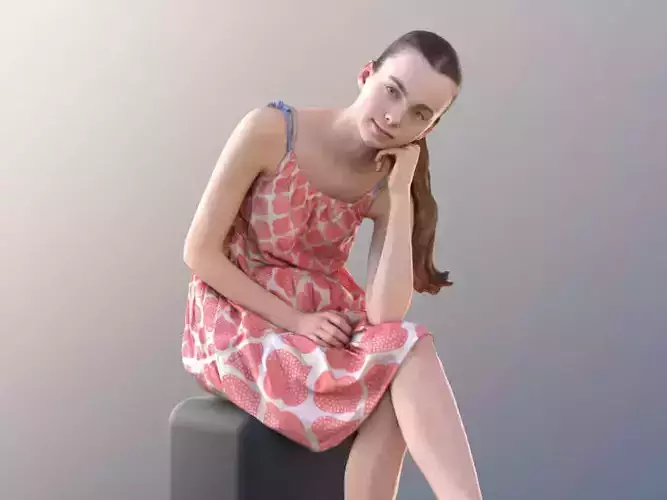 Mady 10112 - Sitting Casual Girl Low-poly 3D model