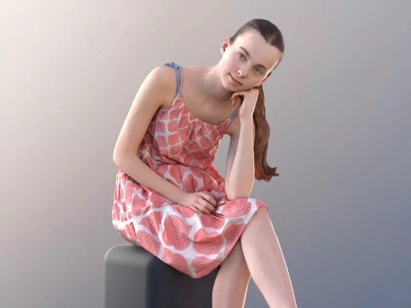 Mady 10112 - Sitting Casual Girl Low-poly 3D model_0