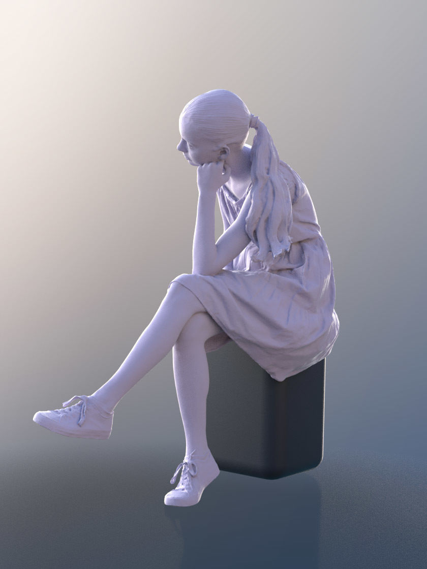 Mady 10112 - Sitting Casual Girl Low-poly 3D model_4