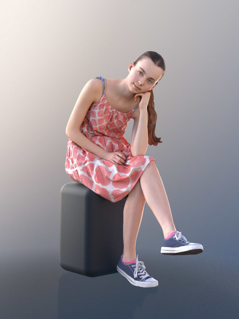 Mady 10112 - Sitting Casual Girl Low-poly 3D model_1