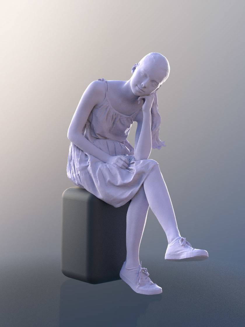 Mady 10112 - Sitting Casual Girl Low-poly 3D model_3