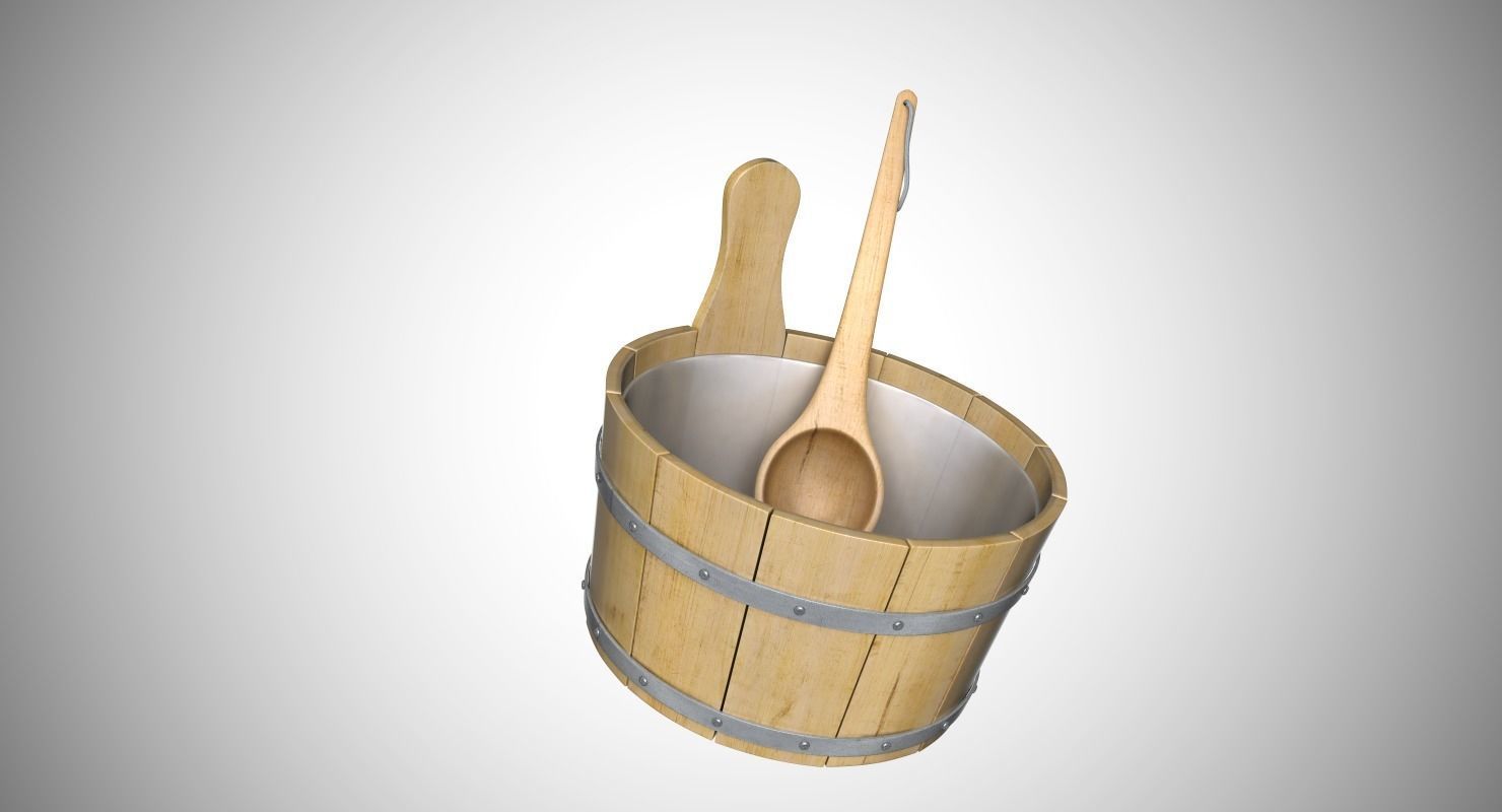 Sauna Bucket Low-poly 3D model_1