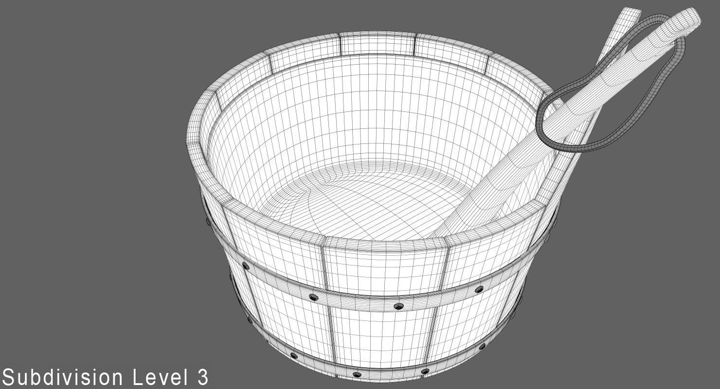Sauna Bucket Low-poly 3D model_10