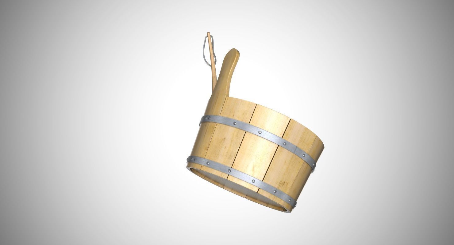 Sauna Bucket Low-poly 3D model_2
