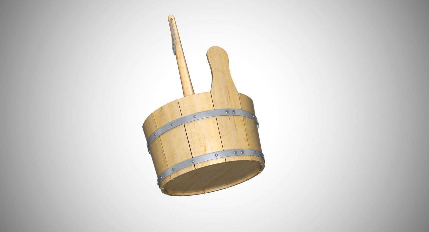 Sauna Bucket Low-poly 3D model_3