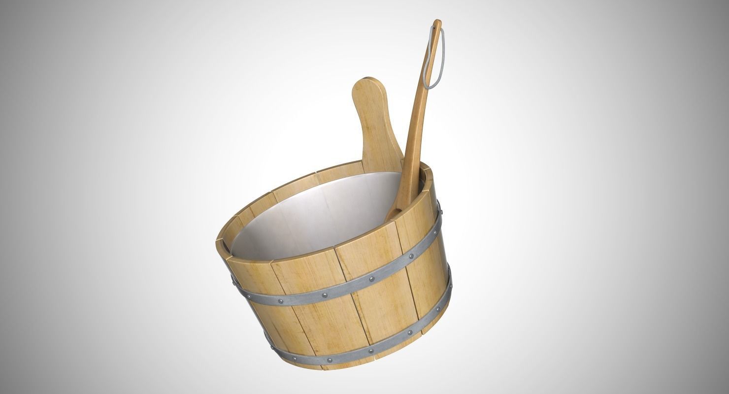 Sauna Bucket Low-poly 3D model_4