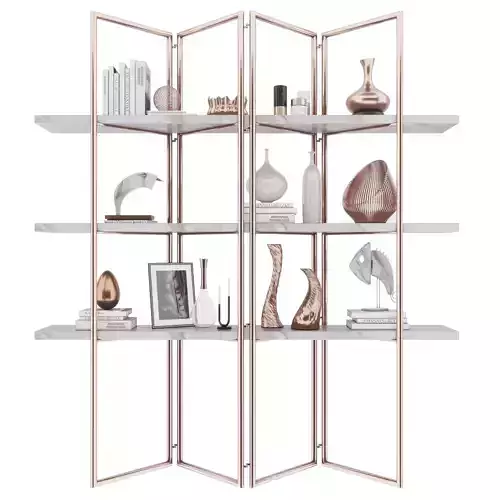 Shelf 3D model rose gold shelving unit
