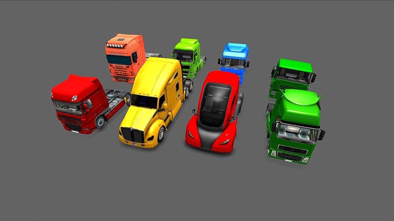 Truck Pack  2020 Collection Low-poly 3D model_42