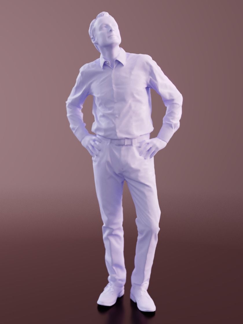 Carlos 10186 - Standing Business Man Low-poly 3D model_4