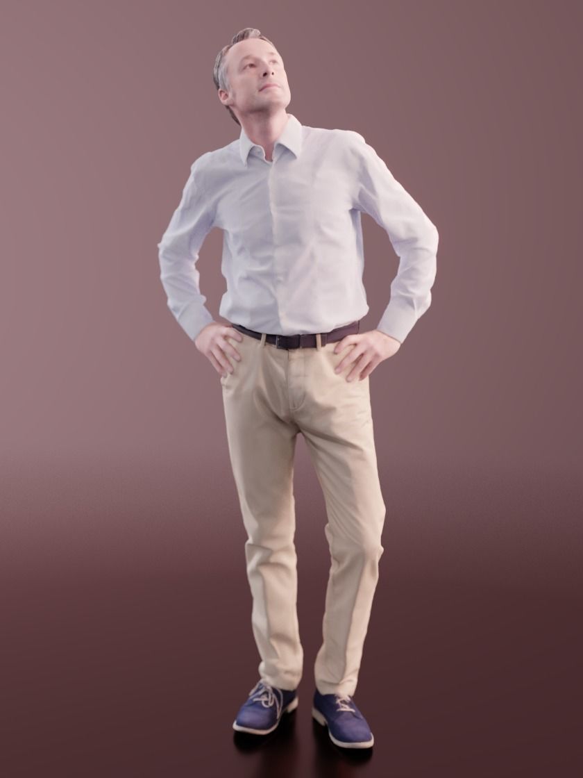 Carlos 10186 - Standing Business Man Low-poly 3D model_2
