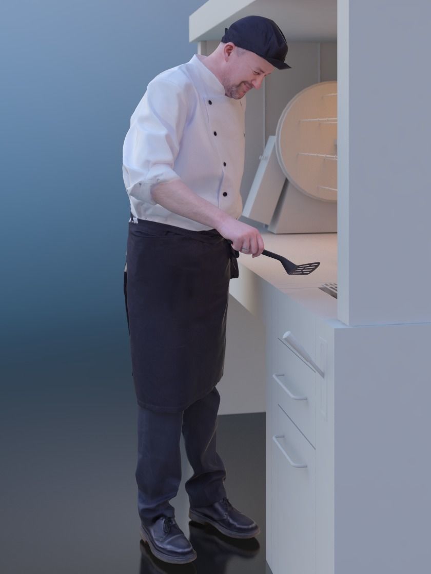 Max 10171 - Standing Cook Low-poly 3D model_1