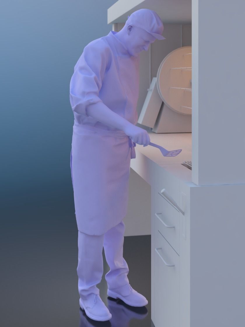 Max 10171 - Standing Cook Low-poly 3D model_3