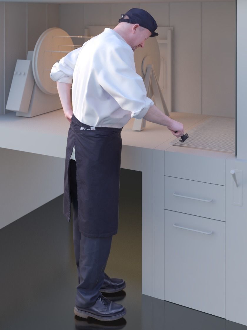 Max 10171 - Standing Cook Low-poly 3D model_2