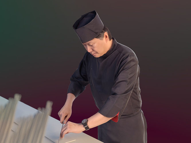 Kazuo 10169 - Standing Cook Low-poly 3D model
