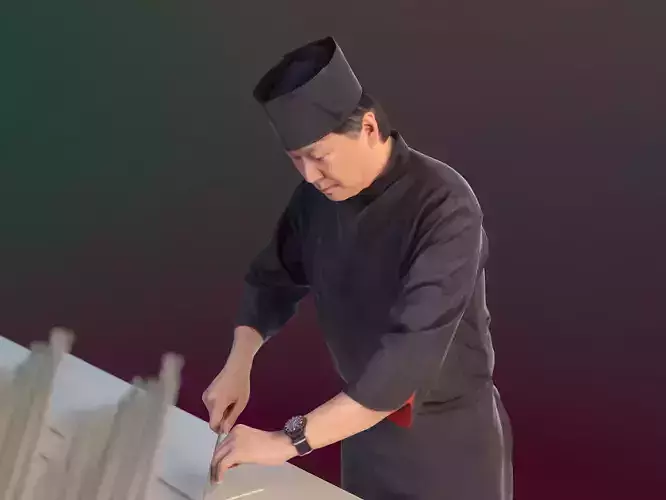 Kazuo 10169 - Standing Cook Low-poly 3D model