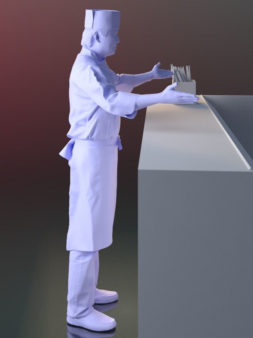 Kazuo 10168 - Standing Cook Low-poly 3D model_3