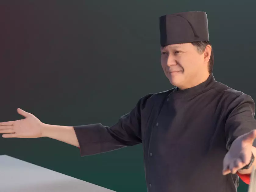 Kazuo 10168 - Standing Cook Low-poly 3D model_0