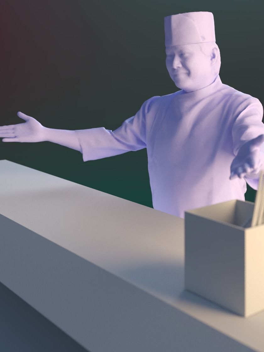 Kazuo 10168 - Standing Cook Low-poly 3D model_4