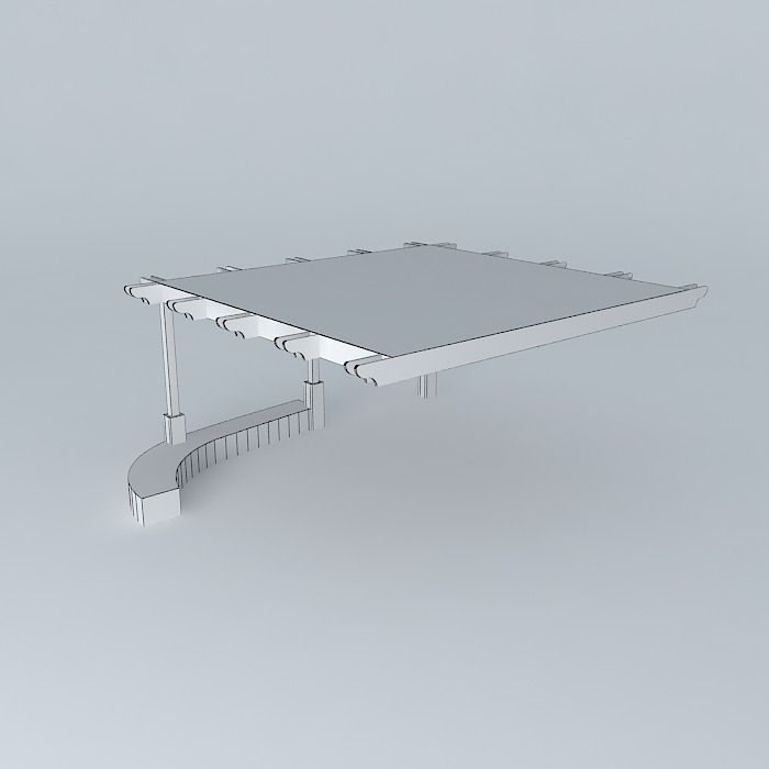 Pergola wooden plank Free 3D model_4