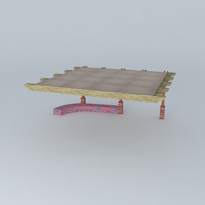 Pergola wooden plank Free 3D model_1