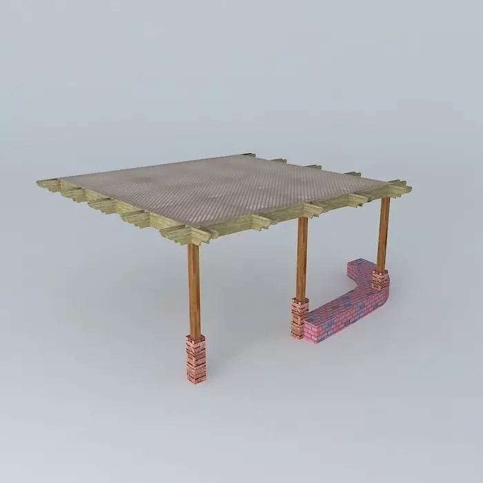 Pergola wooden plank Free 3D model_0
