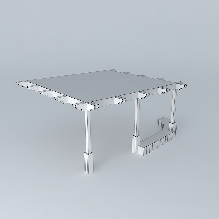Pergola wooden plank Free 3D model_3