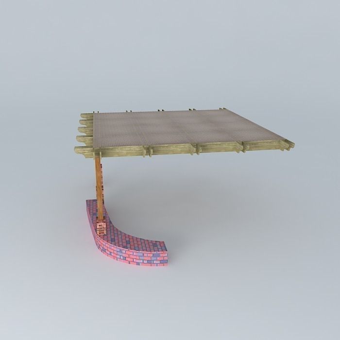 Pergola wooden plank Free 3D model_2