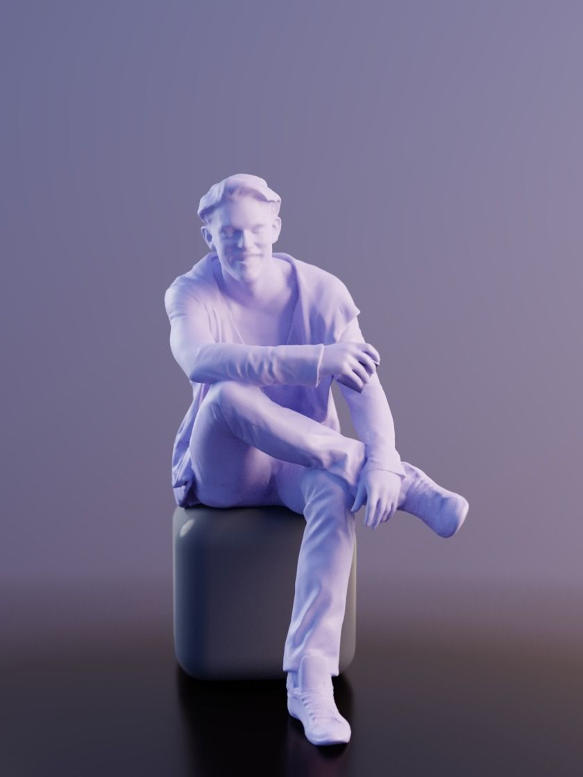 Kenneth 10162 - Sitting Casual Woman Low-poly 3D model_4