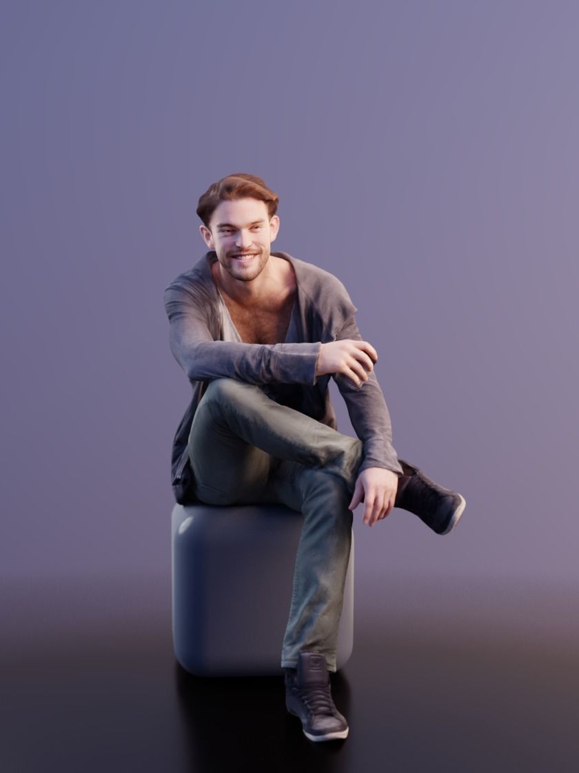 Kenneth 10162 - Sitting Casual Woman Low-poly 3D model_2