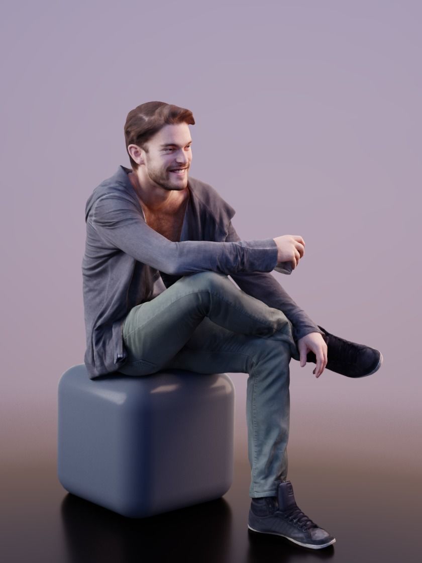 Kenneth 10162 - Sitting Casual Woman Low-poly 3D model_1