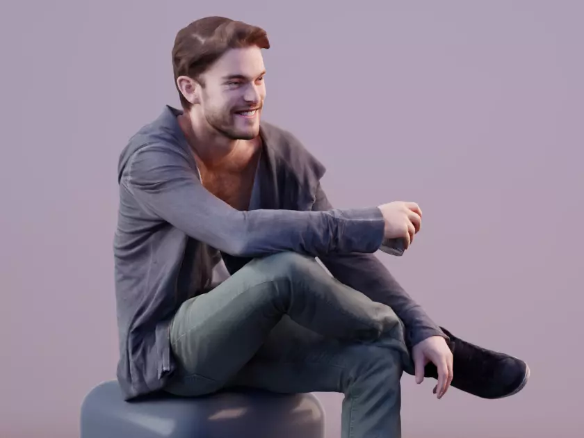 Kenneth 10162 - Sitting Casual Woman Low-poly 3D model_0