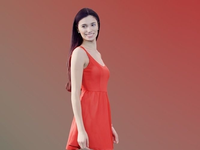 Myriam 10157 - Standing Elegant Girl Low-poly 3D model