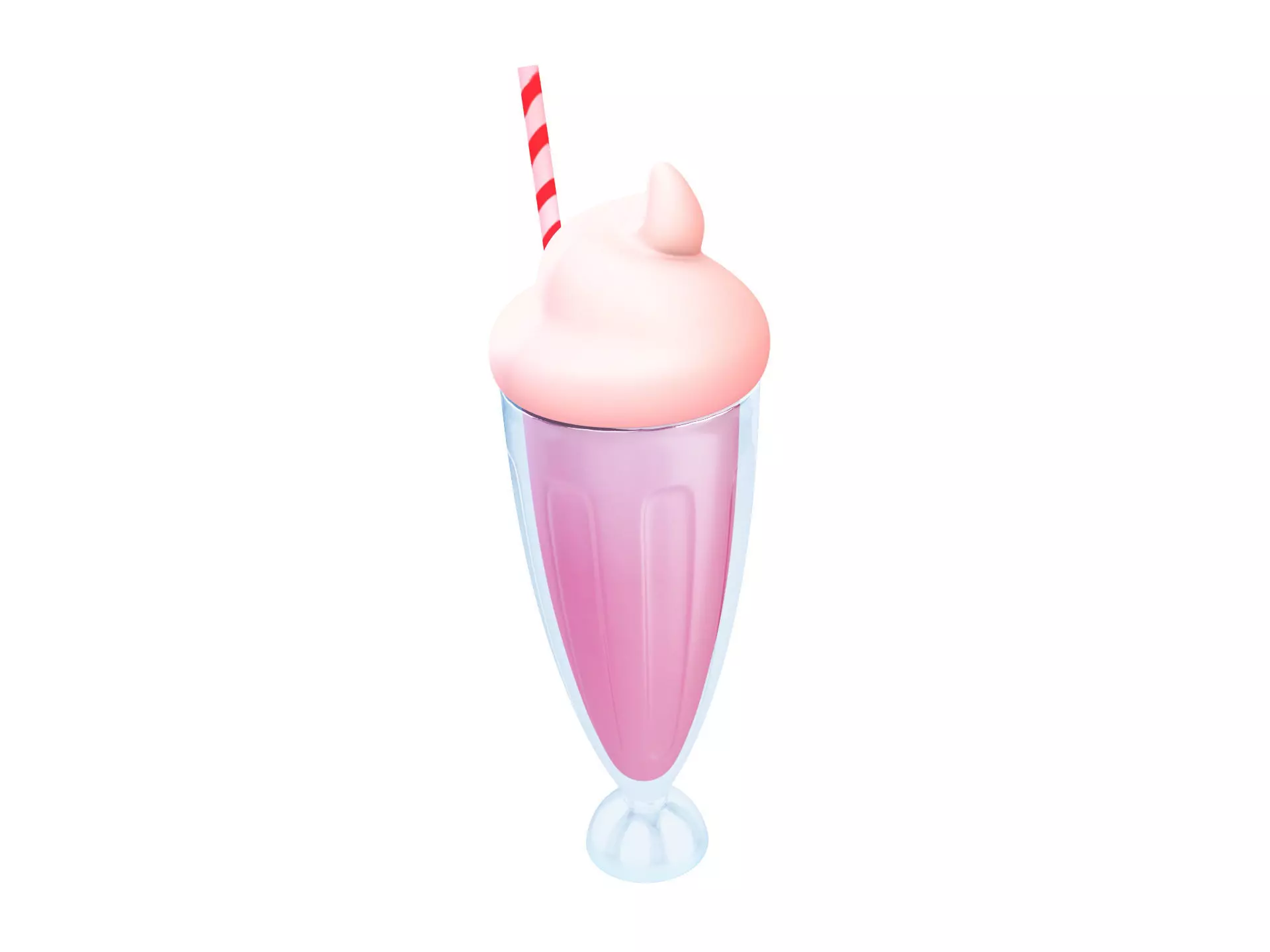 Milkshake with straw 3D model