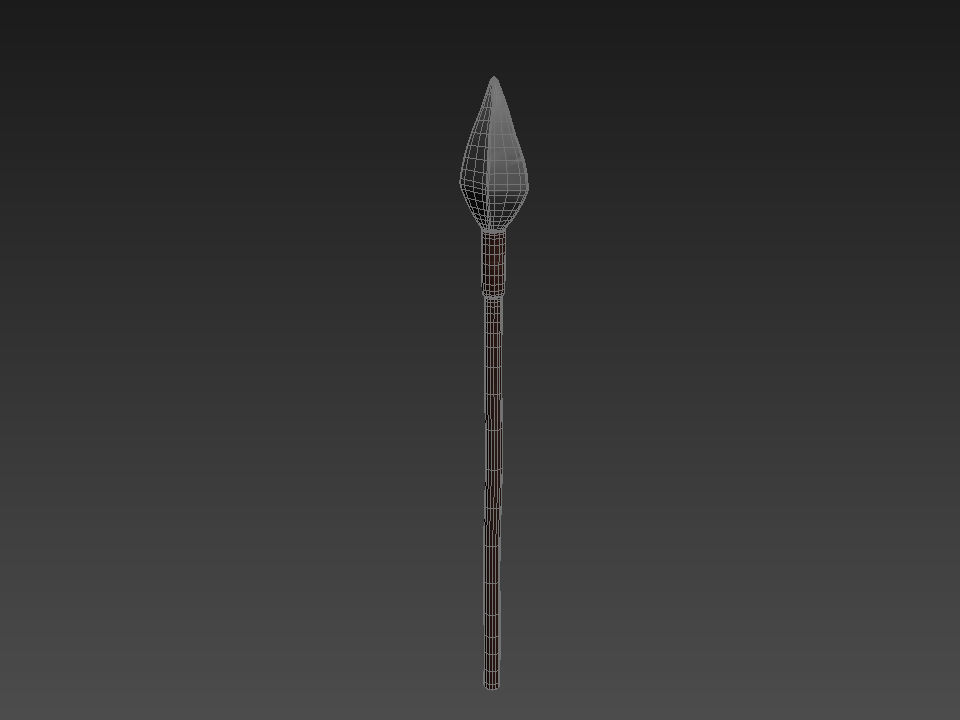 Spear sword with wooden handle 3D model_3