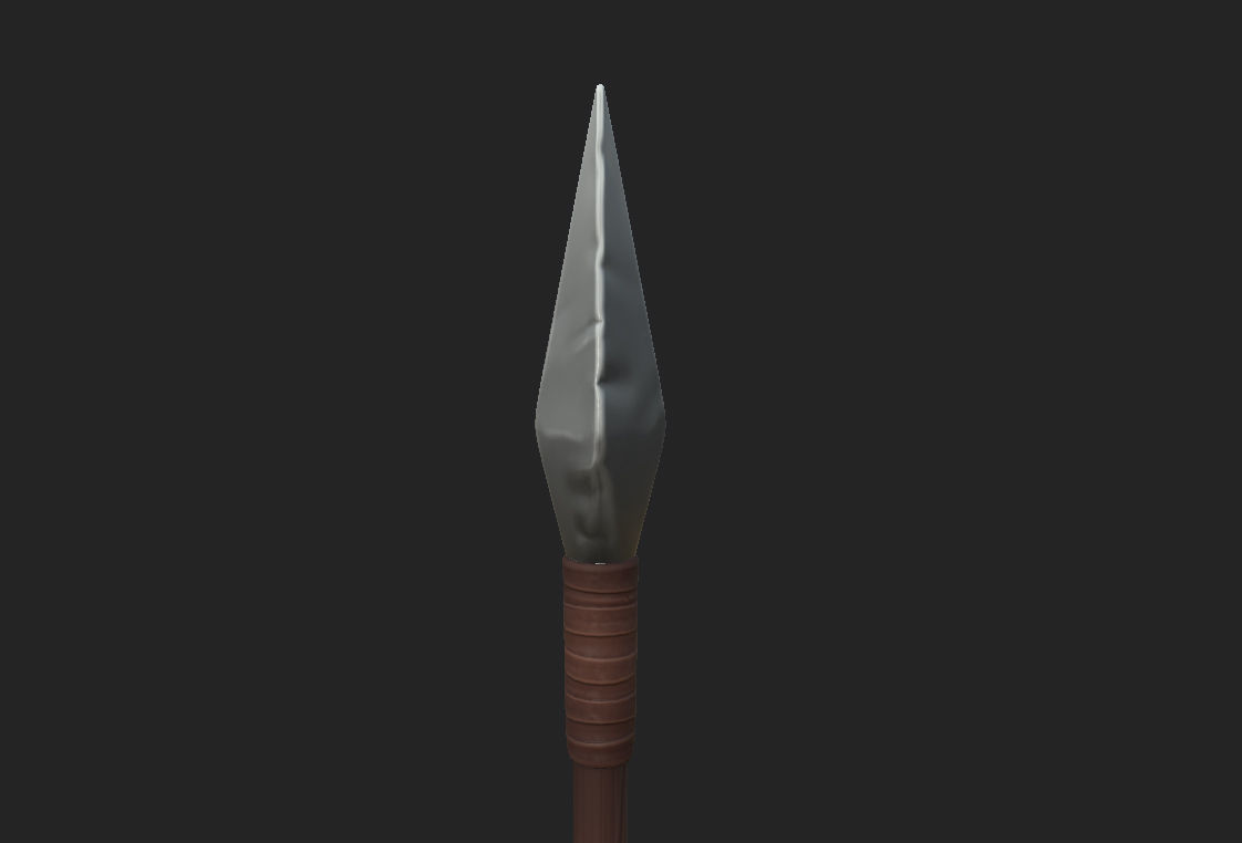 Spear sword with wooden handle 3D model_12