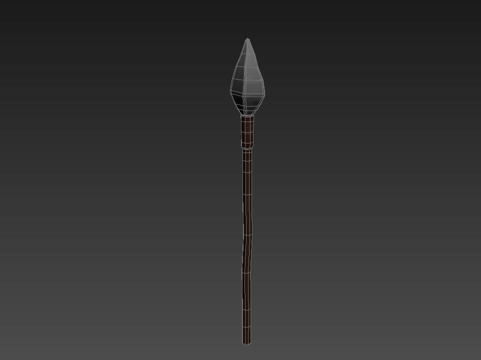 Spear sword with wooden handle 3D model_2