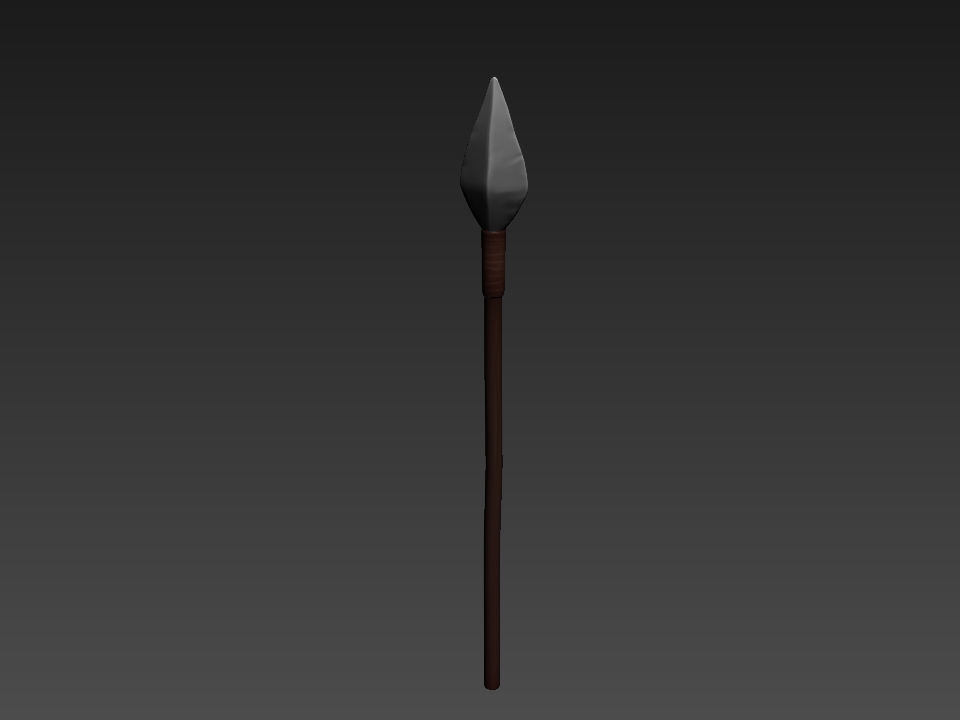 Spear sword with wooden handle 3D model_1