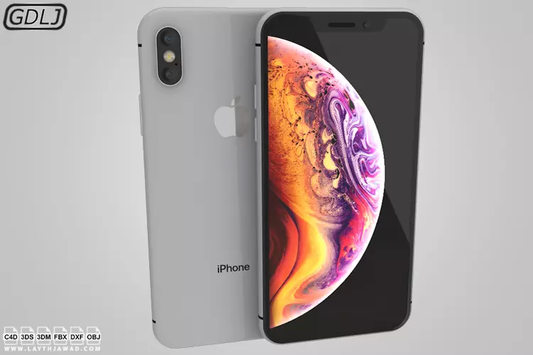 Apple Iphone XS Silver - White 3D model_0