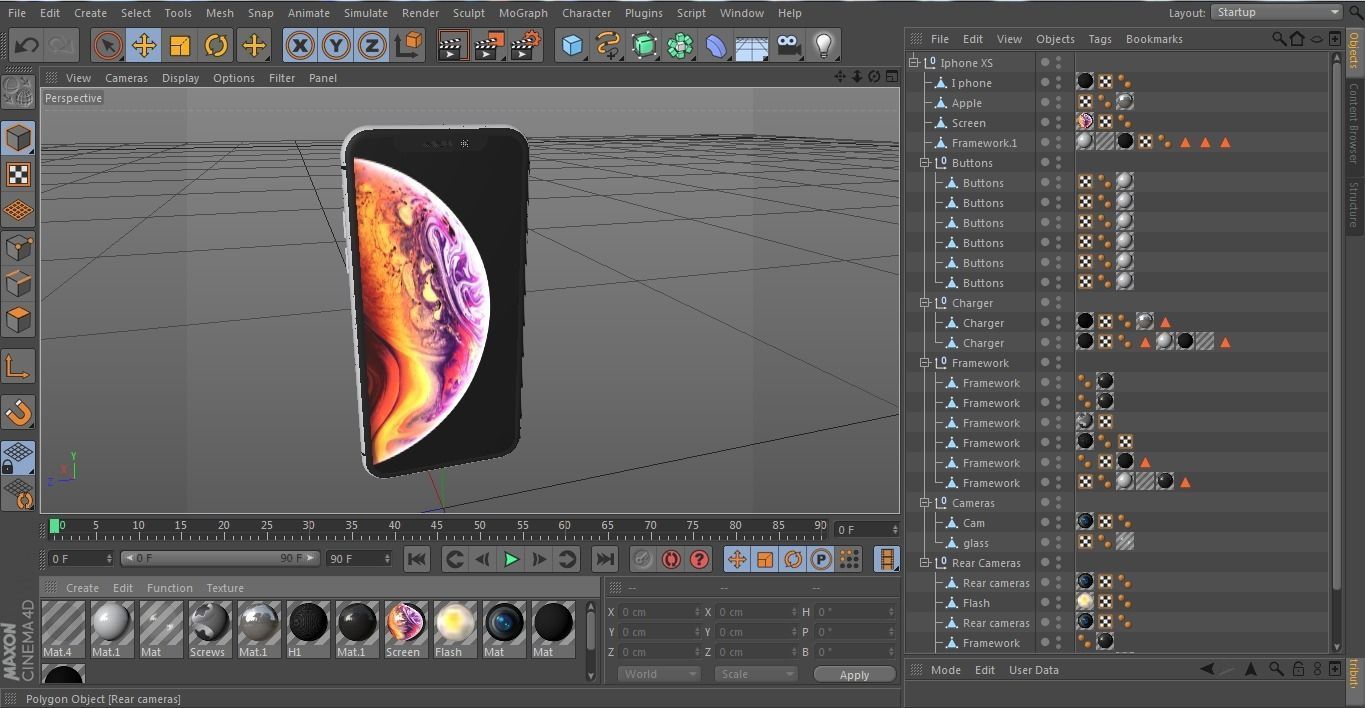 Apple Iphone XS Silver - White 3D model_5