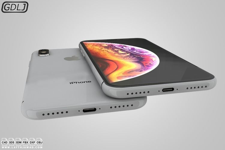 Apple Iphone XS Silver - White 3D model_1