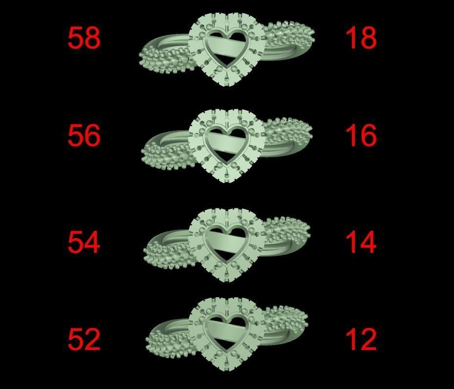 Heart gem ring 3D print model_8