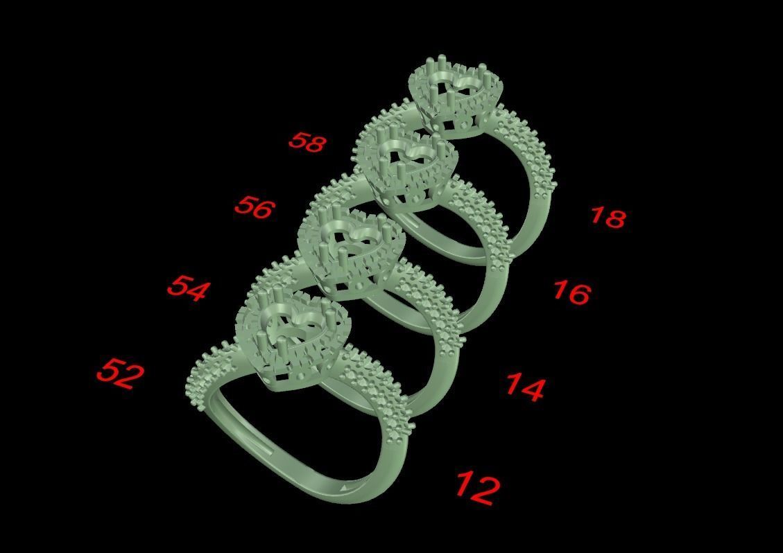 Heart gem ring 3D print model_1