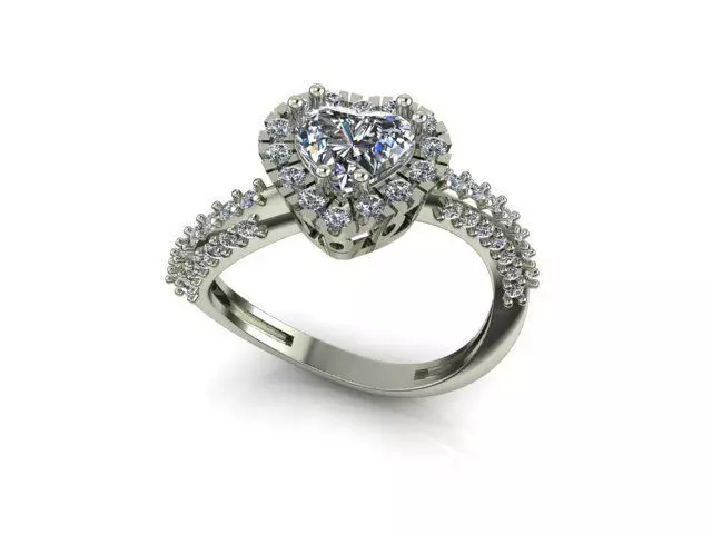 Heart gem ring 3D print model_0