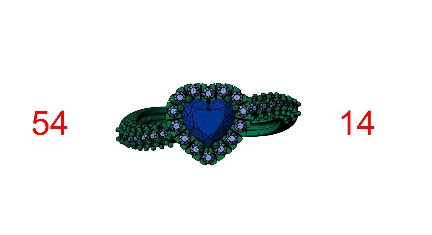 Heart gem ring 3D print model_4