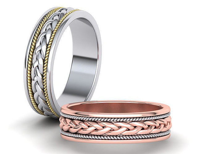 6mm Woven Band ring Wedding band 3dmodel  3D print model