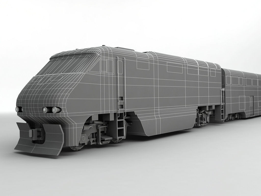 F59PHI Locomotive Train With Passenger Car Low-poly 3D model_3