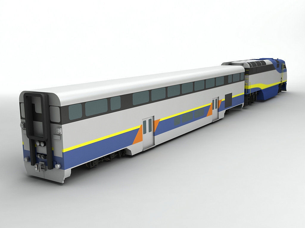 F59PHI Locomotive Train With Passenger Car Low-poly 3D model_2